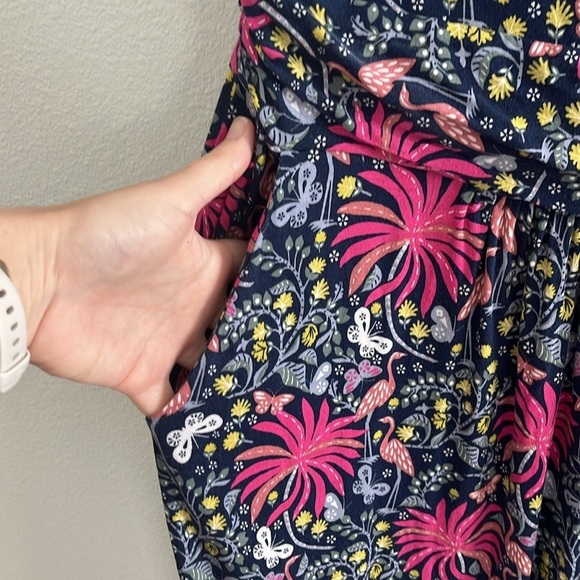 Boden Amelie Jersey Dress Navy Tropical Print Size 4P - Picture 5 of 7